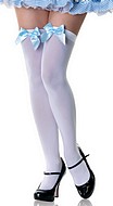 Thigh high stay-ups, opaque fabric, big bow